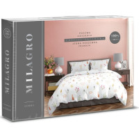 Saténové povlečení MILAGRO VERDE Byliny - bílé/šedé - 160x200 cm