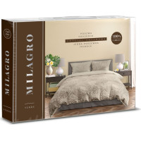 Saténové povlečení MILAGRO VERDE Monstera - béžové - 160x200 cm