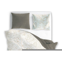 Saténové povlečení MILAGRO VERDE Béžové listy - bílé/hnědé - 160x200 cm