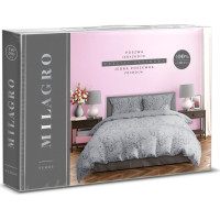 Saténové povlečení MILAGRO VERDE Šedé lístky - šedé - 220x200 cm