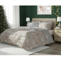 Bavlněné povlečení SCANDIC Zvířátka v lese - béžové/šedé - 160x200 cm