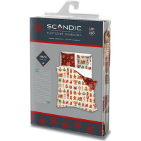 Bavlněné povlečení SCANDIC Perníčky - béžové/červené - 140x200 cm