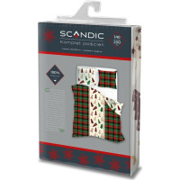 Bavlněné povlečení SCANDIC Stromečky - zelené/červené/bílé - 140x200 cm