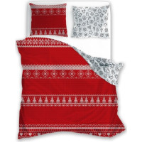 Bavlněné povlečení SCANDIC Vánoční motivy - červené/bílé - 160x200 cm