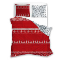Bavlněné povlečení SCANDIC Vánoční motivy - červené/bílé - 220x200 cm
