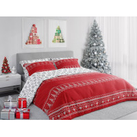 Bavlněné povlečení SCANDIC Vánoční motivy - červené/bílé - 220x200 cm