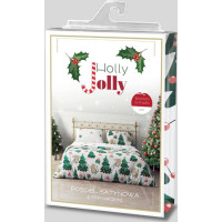 Ložní povlečení z mikrovlákna HOLLY JOLLY Kočky a stromečky - bílé - 160x200 cm