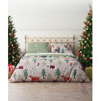 Ložní povlečení z mikrovlákna HOLLY JOLLY Pejsci v lese - hnědé/zelené - 160x200 cm