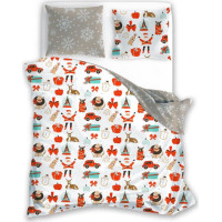 Ložní povlečení z mikrovlákna HOLLY JOLLY Vánoční motivy - bílé/béžové - 220x200 cm