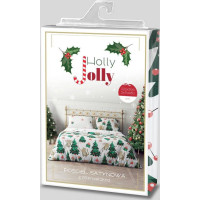 Ložní povlečení z mikrovlákna HOLLY JOLLY Kočky a stromečky - bílé - 220x200 cm