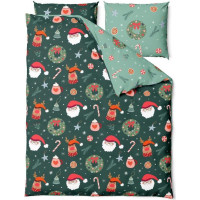 Ložní povlečení z mikrovlákna HOLLY JOLLY Vánoce - zelené - 220x200 cm