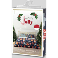 Ložní povlečení z mikrovlákna HOLLY JOLLY Vánoční motiv - tmavě modré/šedé - 220x200 cm