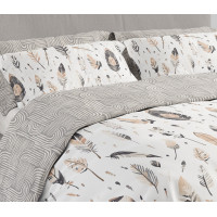 Ložní povlečení BOHO Peříčka - 140x200 cm - bavlněný satén