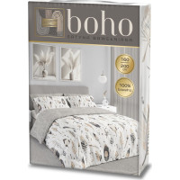 Ložní povlečení BOHO Peříčka - 160x200 cm - bavlněný satén