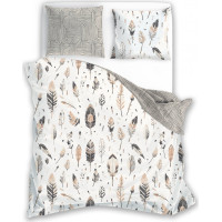 Ložní povlečení BOHO Peříčka - 220x200 cm - bavlněný satén