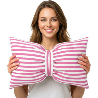 Dekorační polštář GLAM 30x50 cm - bílé/růžové pruhy