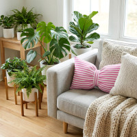 Dekorační polštář GLAM 30x50 cm - bílé/růžové pruhy