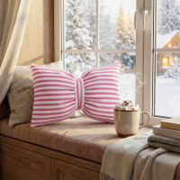 Dekorační polštář GLAM 30x50 cm - bílé/růžové pruhy