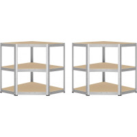 Rohový policový regál - 5 polic - 180x70x40 cm - stříbrný