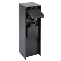 Solight zahradní sloupek IP44, hliník, 2 zásuvky, černý