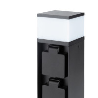 Solight zahradní sloupek IP44 s LED osvětlením, hliník, 2 zásuvky, černý