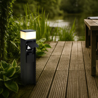 Solight zahradní sloupek IP44 s LED osvětlením, hliník, 2 zásuvky, černý
