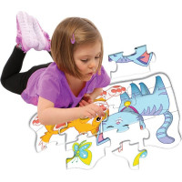 DOHÁNY Podlahové obrysové puzzle Pejsek a kočička 12 dílků