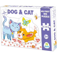 DOHÁNY Podlahové obrysové puzzle Pejsek a kočička 12 dílků