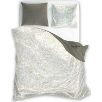 Saténové povlečení MILAGRO VERDE Béžové listy - bílé/hnědé - 160x200 cm