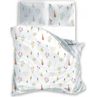 Saténové povlečení MILAGRO VERDE Byliny - bílé/šedé - 140x200 cm