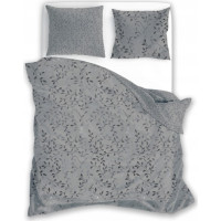 Saténové povlečení MILAGRO VERDE Šedé lístky - šedé - 220x200 cm