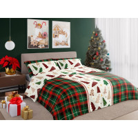 Bavlněné povlečení SCANDIC Stromečky - zelené/červené/bílé - 220x200 cm