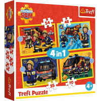 TREFL Puzzle Požárník Sam: Hasič na výjezdu 4v1 (35,48,54,70 dílků)