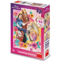 DINO Puzzle s drahokamy Princezny se zvířátky 200 dílků
