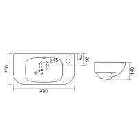 Aqualine KIA keramické umývátko 49x25cm, bílá NP405