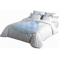 Ložní povlečení z bavlněného saténu MALÁ PRINCEZNA - světle modré/bílé - 160x200 cm