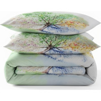 Ložní povlečení z bavlněného saténu MAGIC TREE - bílé - 160x200 cm