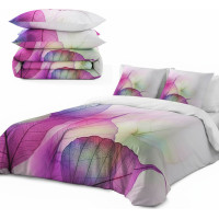 Ložní povlečení z bavlněného saténu BAREVNÉ LISTY - šedé/bílé - 160x200 cm