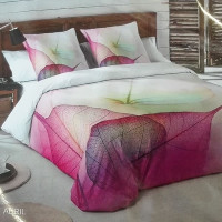 Ložní povlečení z bavlněného saténu BAREVNÉ LISTY - šedé/bílé - 160x200 cm