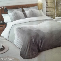 Ložní povlečení z bavlněného saténu MINIMALIST Grey - šedé/bílé - 160x200 cm