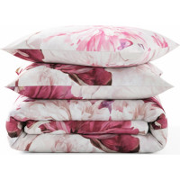 Ložní povlečení z bavlněného saténu INTENSE FLOWER - růžové/bílé - 160x200 cm