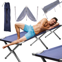 Skládací turistická postel LUARO XXL - 150 kg - modrá