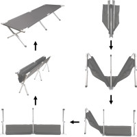 Skládací turistická postel LUARO XXL - 150 kg - černá