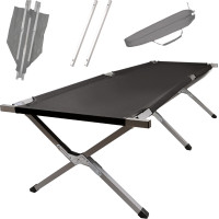 Skládací turistická postel LUARO XXL - 150 kg - černá