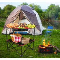 Cestovní skládací stolek 72 cm s krytem - černý