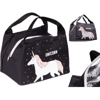 Termoizolační taška na jídlo - černá - Jednorožec