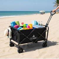 Skládací plážový přepravní vozík LUARO - černý