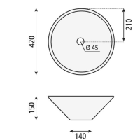 Aqualine COMILLAS keramické umyvadlo na desku, 42x15 cm, bílá BH7012