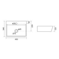 Aqualine REEMA keramické umyvadlo 45x35cm, bílá NP440