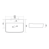 Aqualine CRISTY keramické umyvadlo 45x34cm, bílá NP381